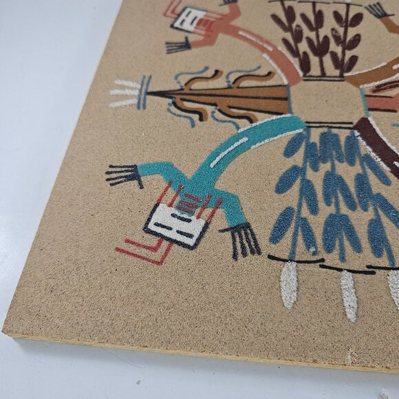 Native American Sand Art Board By A. Begay Twirlings Rainbows & Four Main Plants - Picture 2 of 8